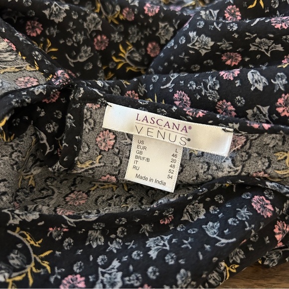 ❤️ VENUS Black Floral Blouse with Pink and Yellow Details L - Picture 5 of 10